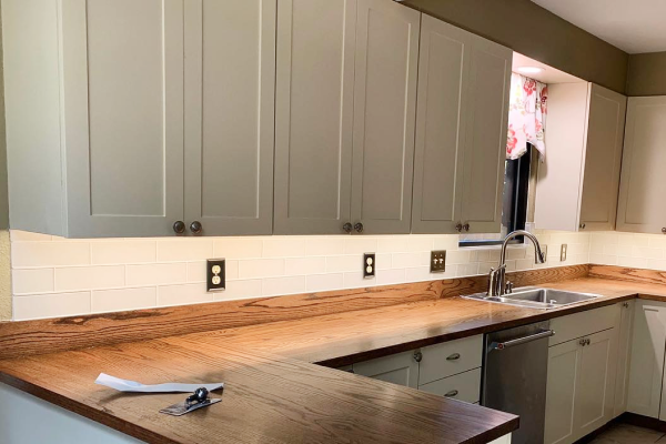 Kitchen remodel with wood countertops in Highland Park, TX